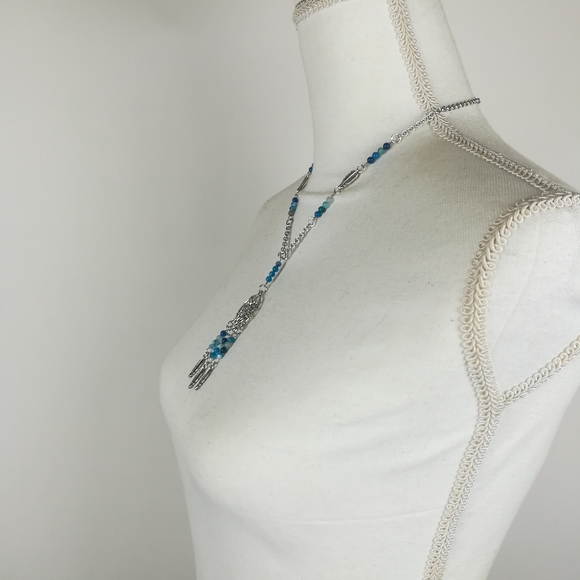 Dream catcher necklace blue striped Agate - Picture 4 of 5